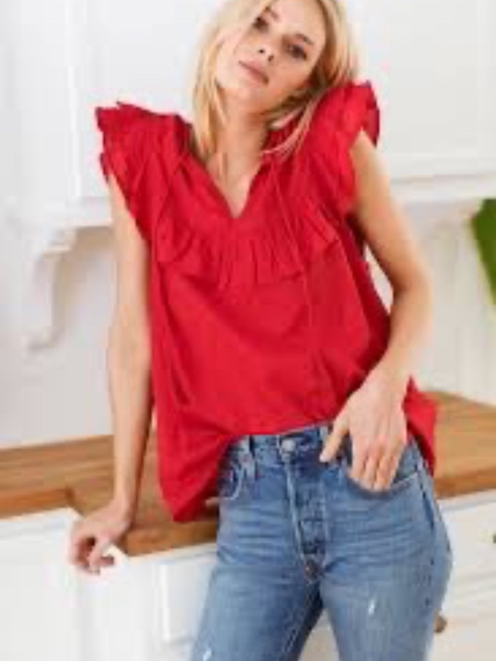 ANTOINETTE TOP - RED SWISS DOTS
